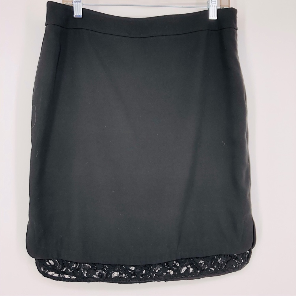 Ann Taylor Black Lace Trim Skirt Size 10